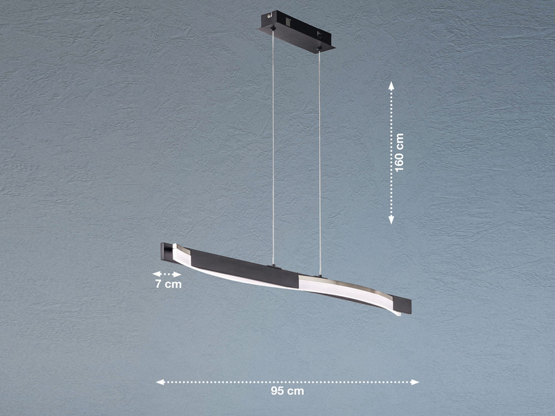 LED Pendelleuchte BRIDGE Schwarz/Weiß dimmbar, Breite 95cm