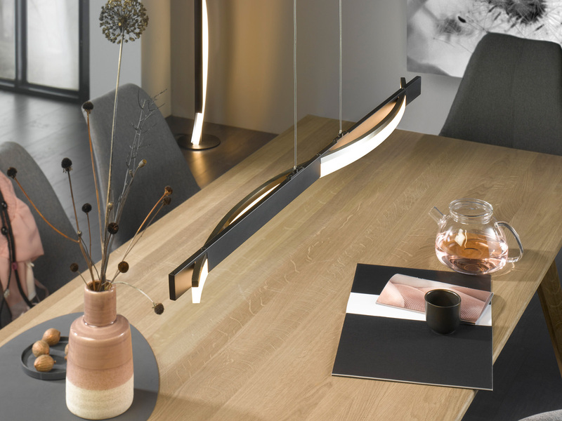LED Pendelleuchte BRIDGE Schwarz/Weiß dimmbar, Breite 95cm