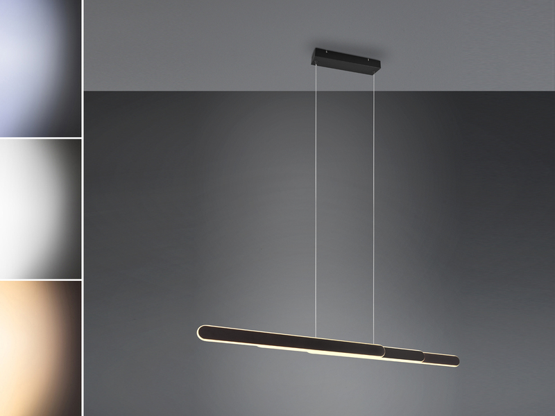 LED Pendelleuchte HELIOS Schwarz dimmbar & ausziehbar, max. Breite 130cm