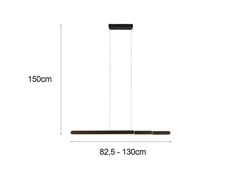 LED Pendelleuchte HELIOS Schwarz dimmbar & ausziehbar, max. Breite 130cm