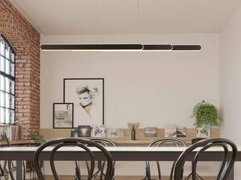 LED Pendelleuchte HELIOS Schwarz dimmbar & ausziehbar, max. Breite 130cm