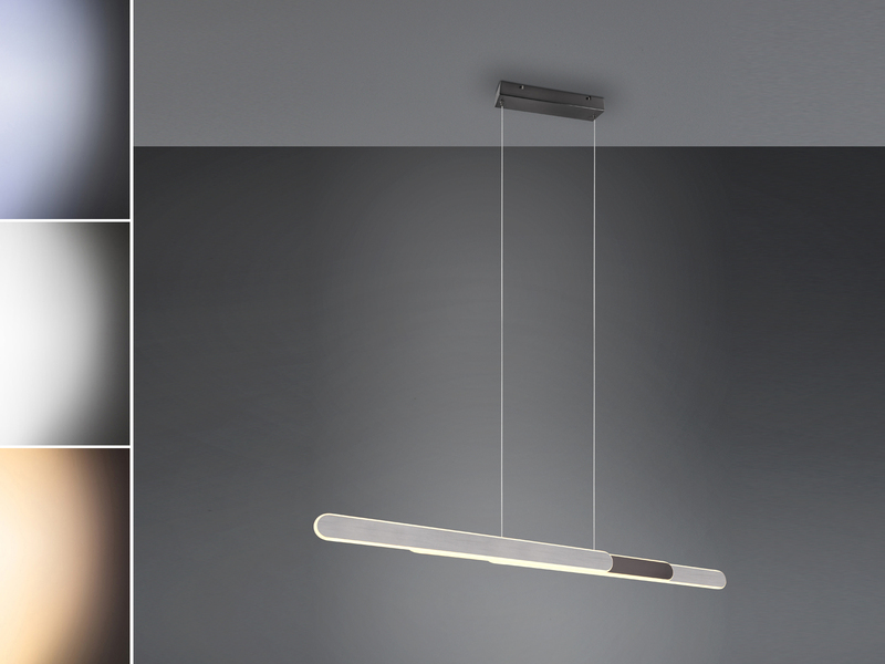 LED Pendelleuchte HELIOS Silber ausziehbar bis 130cm, mit TOUCH Dimmer