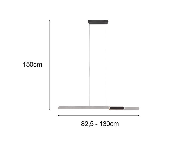 LED Pendelleuchte HELIOS Silber ausziehbar bis 130cm, mit TOUCH Dimmer