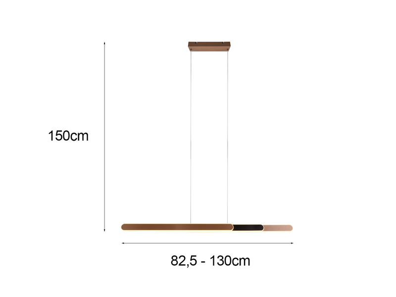 LED Pendelleuchte HELIOS Coffee dimmbar & ausziehbar, max. Breite 130cm
