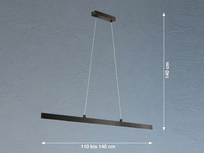 LED Pendelleuchte ORELL Anthrazit dimmbar & ausziehbar 110-140cm lang