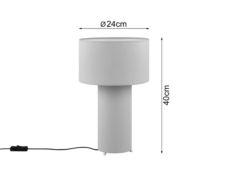 LED Tischleuchte Korpus und Lampenschirm Stoff Ultimate Grau, Höhe 40cm