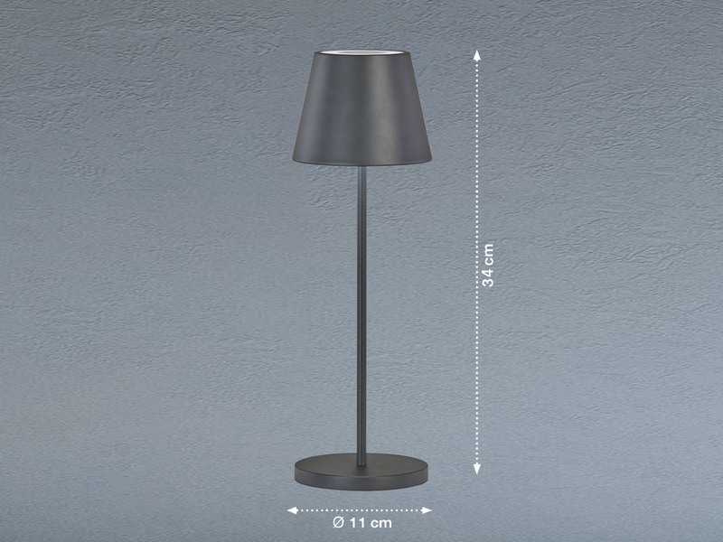 Akku Tischlampe COSENZA 2.0 Schwarz ohne Kabel mit Ladestation, Höhe 34cm