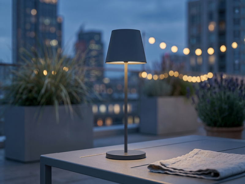 Akku Tischlampe COSENZA 2.0 Schwarz ohne Kabel mit Ladestation, Höhe 34cm
