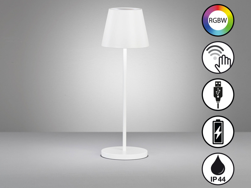 Akku Tischlampe COSENZA 2.0 Weiß ohne Kabel mit Ladestation, Höhe 34cm