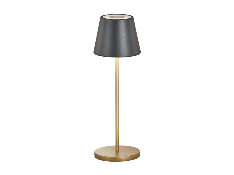 Akku Tischlampe COSENZA 2.0 Schwarz Gold ohne Kabel mit Ladestation, Höhe 34cm