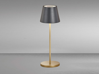 Akku Tischlampe COSENZA 2.0 Schwarz Gold ohne Kabel mit Ladestation, Höhe 34cm
