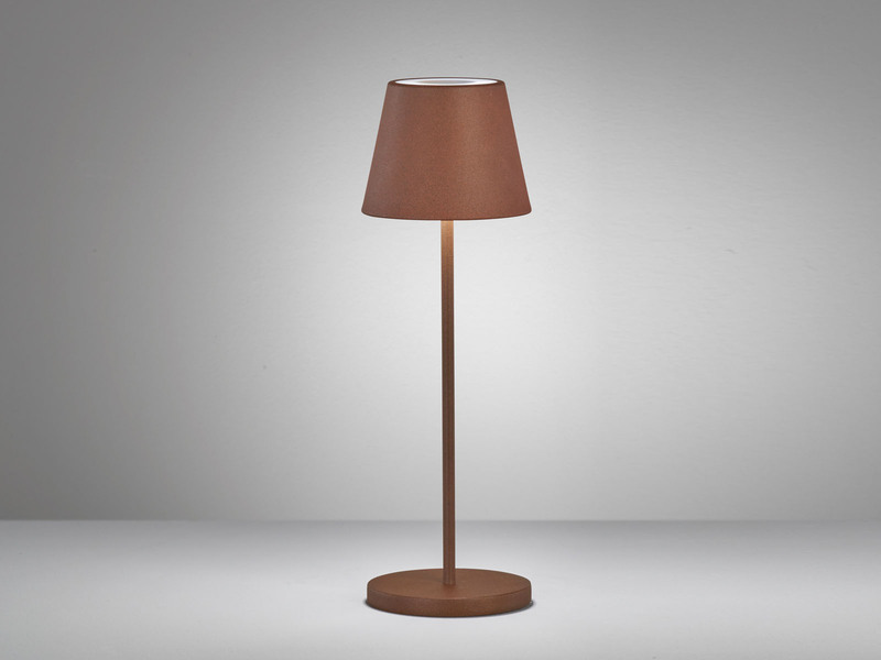Akku Tischlampe COSENZA 2.0 Rostfarben ohne Kabel mit Ladestation, Höhe 34cm