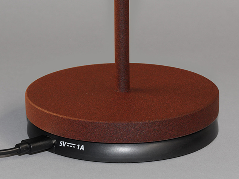 Akku Tischlampe COSENZA 2.0 Rostfarben ohne Kabel mit Ladestation, Höhe 34cm