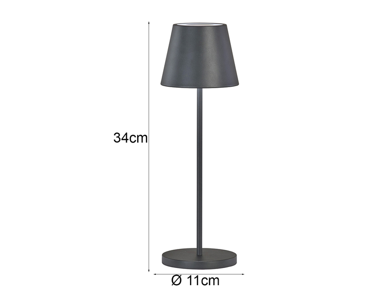 2er SET Akku Tischlampen Schwarz ohne Kabel mit Ladestation, Höhe 34cm