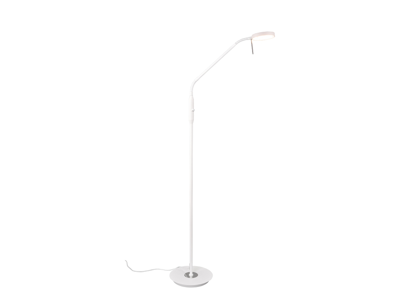 Moderne LED Stehlampe MONZA dimmbar mit Flexarm, Weiß, Höhe 145cm