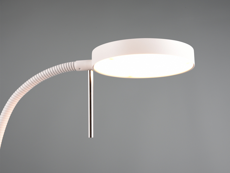 Moderne LED Stehlampe MONZA dimmbar mit Flexarm, Weiß, Höhe 145cm