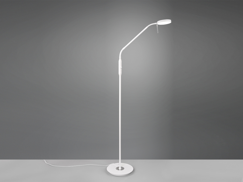 Moderne LED Stehlampe MONZA dimmbar mit Flexarm, Weiß, Höhe 145cm
