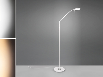 Moderne LED Stehlampe MONZA dimmbar mit Flexarm, Weiß, Höhe 145cm