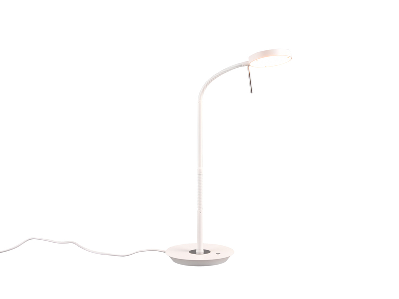Moderne LED Schreibtischlampe MONZA dimmbar mit Flexarm, Weiß, Höhe 57cm