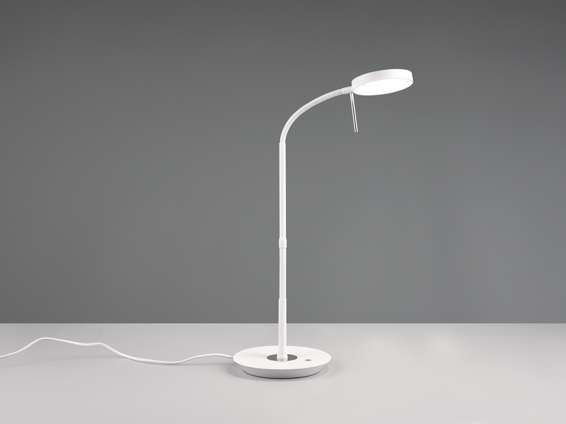 Moderne LED Schreibtischlampe MONZA dimmbar mit Flexarm, Weiß, Höhe 57cm