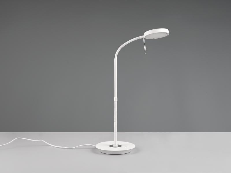 LED Schreibtischleuchte MONZA dimmbar mit Flexarm, Höhe 57cm, Weiß