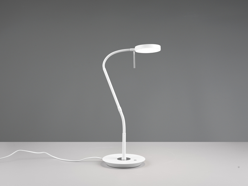 LED Schreibtischleuchte MONZA dimmbar mit Flexarm, Höhe 57cm, Weiß