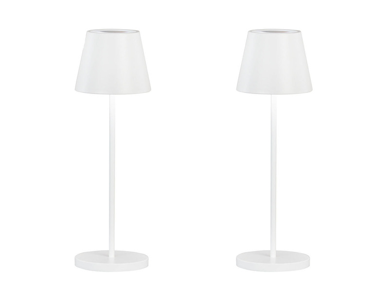 2er SET Akku Tischlampen Weiß ohne Kabel mit Ladestation, Höhe 34cm