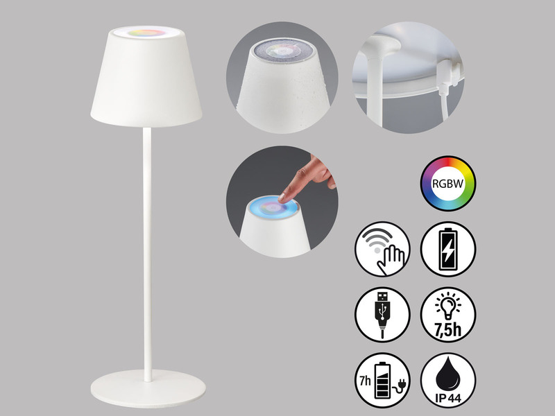 2er SET Akku Tischlampen Weiß ohne Kabel mit Ladestation, Höhe 34cm