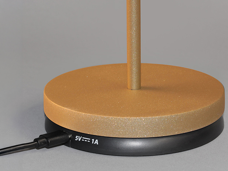 2er SET Akku Tischlampen Schwarz Gold ohne Kabel mit Ladestation, Höhe 34cm