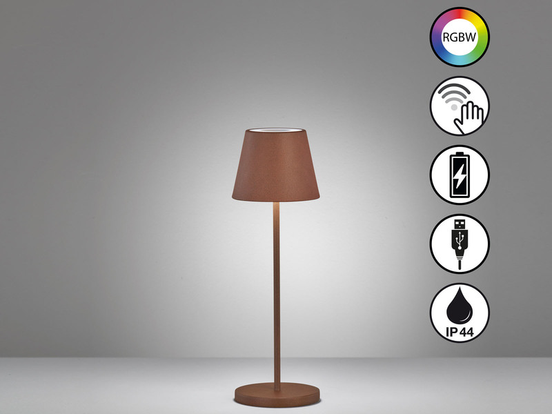 2er SET Akku Tischlampen Rostfarben ohne Kabel mit Ladestation, Höhe 34cm