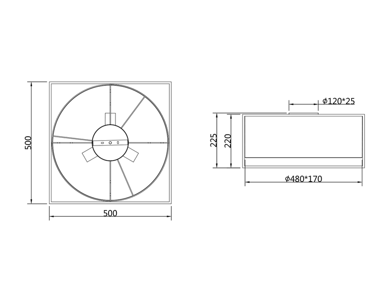 LED Deckenleuchte Metall mit Stoffschirm, Quadratisch 50x50cm