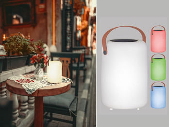RGB Outdoor Tischleuchte ORNO 20cm mit Fernbedienung, per USB & Solar aufladbar