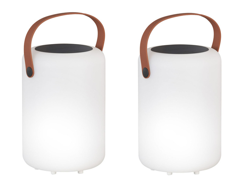 2er SET RGB Tischleuchten 20cm mit Fernbedienung, per USB & Solar aufladbar