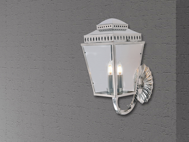 LED Außenwandleuchte im Landhausstil, Silber Höhe 48cm