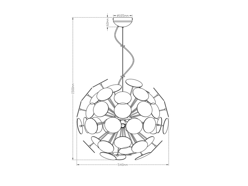 Ausgefallene LED Pendelleuchte mit Glas Lampenschirm Chrom bedampft  Ø 54cm