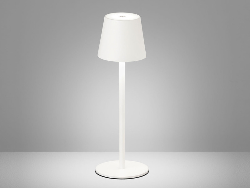 Akku Tischlampe TROPEA Weiß mit USB Kabel & Sensor Dimmer, Höhe 38cm