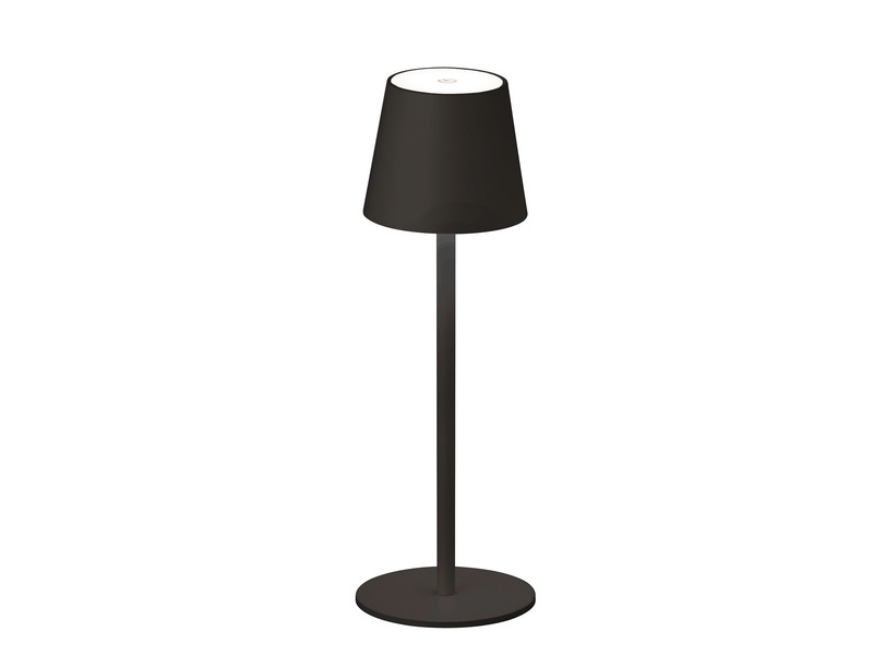 Akku Tischlampe TROPEA Schwarz mit USB Kabel & Sensor Dimmer, Höhe 38cm