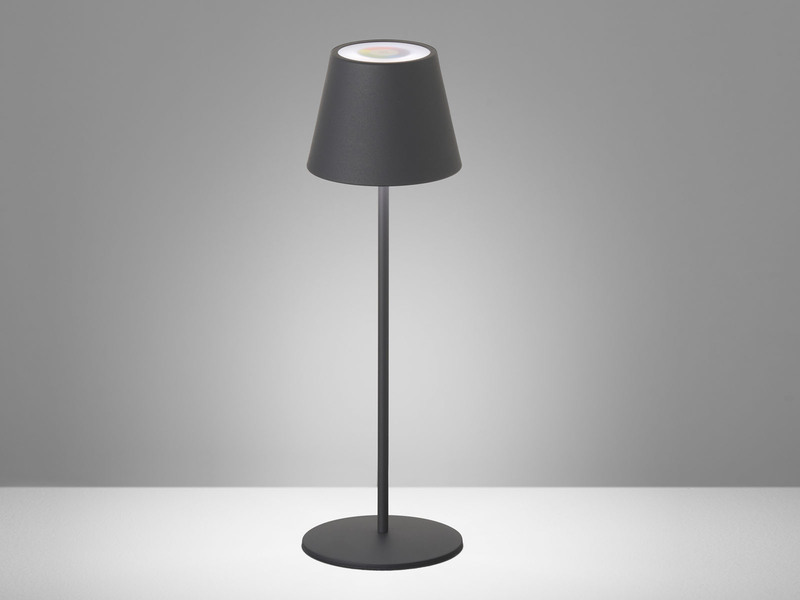 Akku Tischlampe TROPEA Schwarz mit USB Kabel & Sensor Dimmer, Höhe 38cm