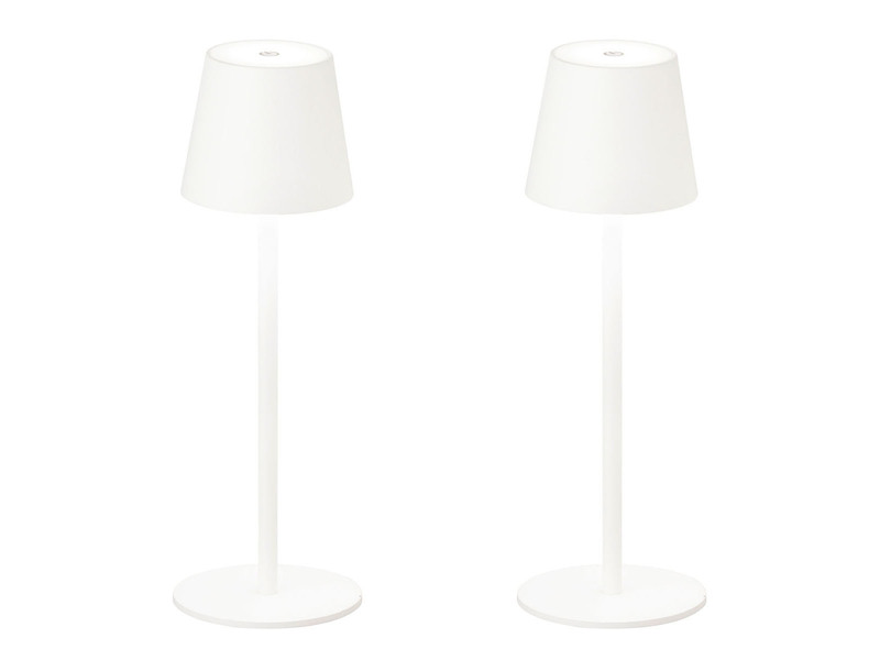 2er SET Akku Tischlampen Weiß USB Kabel Sensor Dimmer Höhe 38cm