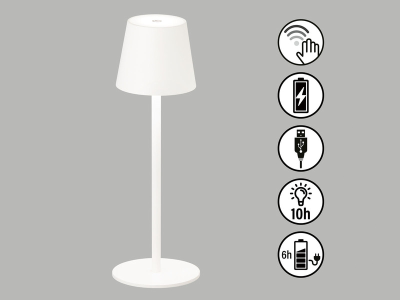 2er SET Akku Tischlampen Weiß USB Kabel Sensor Dimmer Höhe 38cm