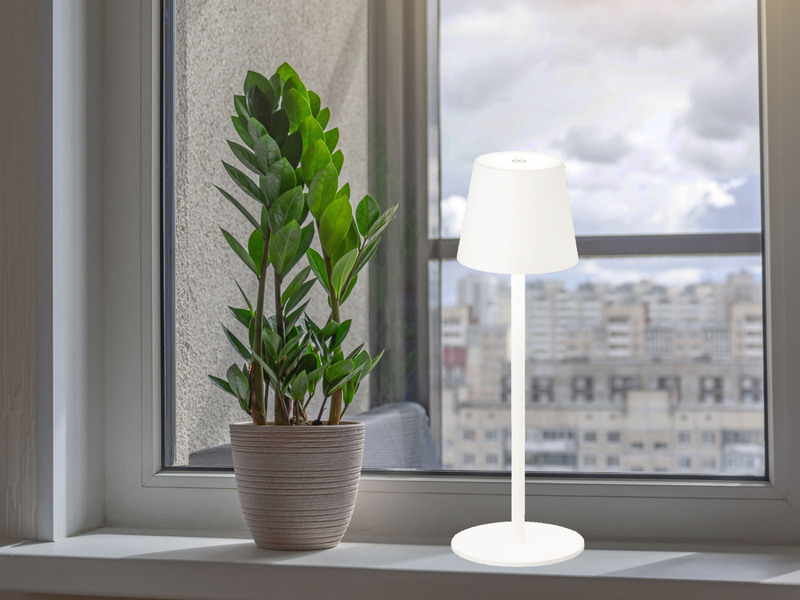 2er SET Akku Tischlampen Weiß USB Kabel Sensor Dimmer Höhe 38cm