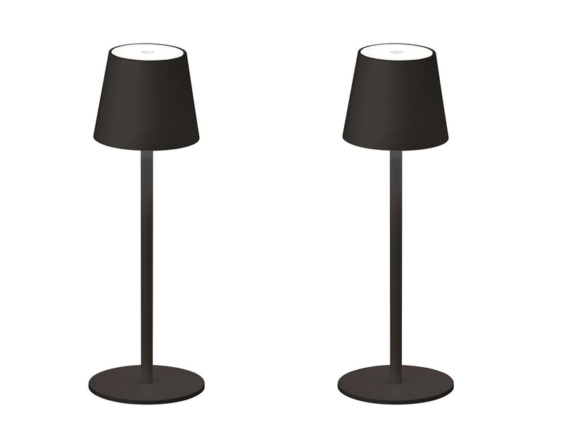 2er SET Akku Tischlampen Schwarz USB Kabel Sensor Dimmer, Höhe 38cm