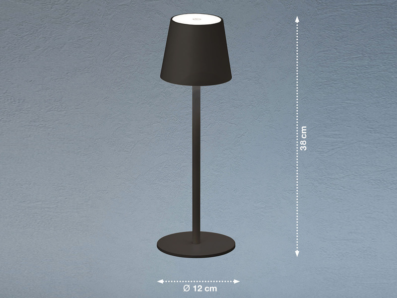 2er SET Akku Tischlampen Schwarz USB Kabel Sensor Dimmer, Höhe 38cm