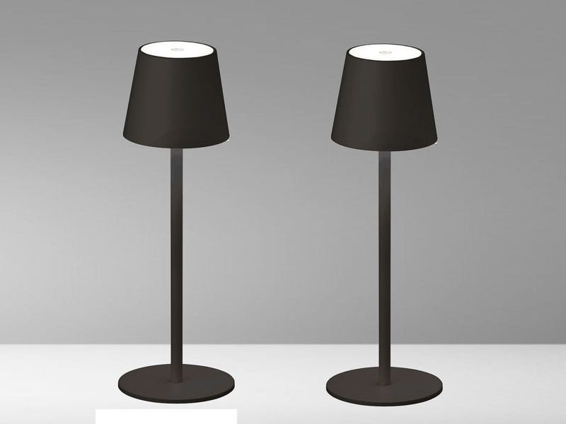 2er SET Akku Tischlampen Schwarz USB Kabel Sensor Dimmer, Höhe 38cm
