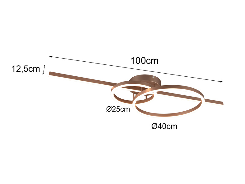 LED Deckenleuchte MONTILLA mit Fernbedienung dimmbar, Coffee, 100cm lang