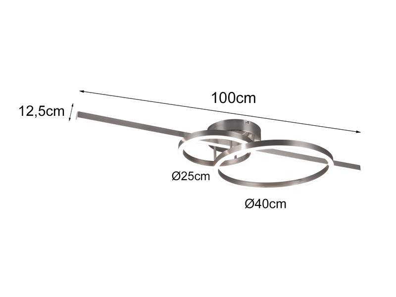 LED Deckenleuchte MONTILLA Silber mit Fernbedienung dimmbar, Breite 100cm