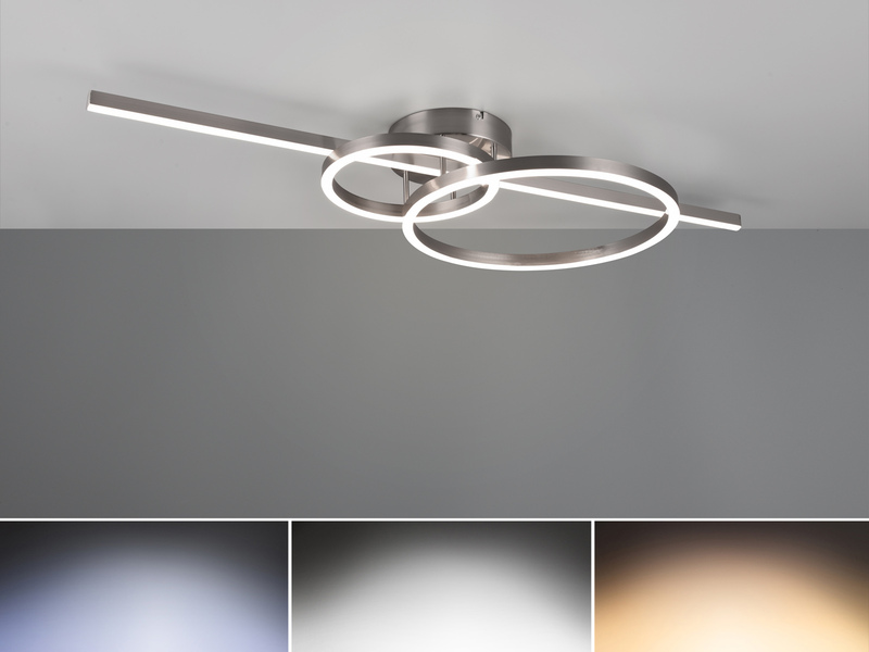 LED Deckenleuchte MONTILLA Silber mit Fernbedienung dimmbar, Breite 100cm