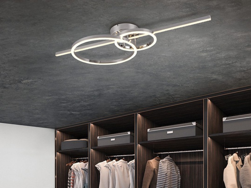 LED Deckenleuchte MONTILLA Silber Chrom Fernbedienung dimmbar, Breite 100cm
