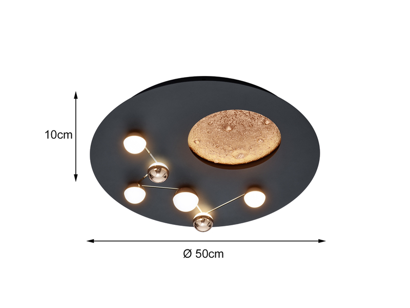 Moderne LED Deckenleuchte ZODIAC dimmbar über Schalter, 5.100 Lumen hell Ø 50cm