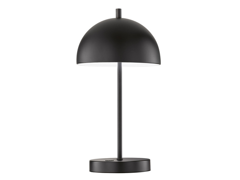 Kabellose Tageslicht Tischlampe KIA Schwarz dimmbar & USB, Höhe 35cm